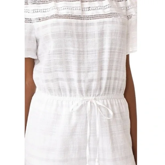 BB DAKOTA  boutique white gauze off shoulder romper women’s size medium - Picture 14 of 17